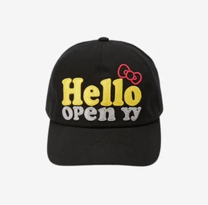 Open YY x Hello Kitty Ball Cap - Black | Adjustable Cotton Baseball Hat - Imagen 1 de 2