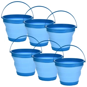 6x 7L Foldable Collapsible Silicone Bucket for Home/Hiking/Camping/Fishing -Blue - Picture 1 of 8