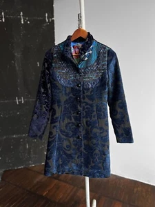 Desigual Damen Mantel Jacke blau bestickt Print Taschen Style Größe - 36, S - Bild 1 von 9