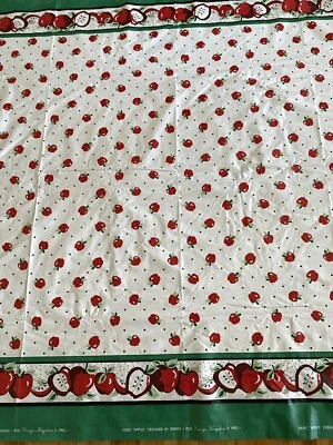 Vintage DAISY KINGDOM Apples VINYL TABLE Cover #9201 FLANNEL BACK 5 1/4 Yds x60” - Image 1 of 4