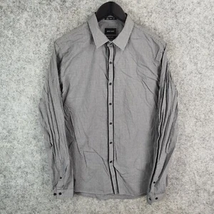Pierre Cardin Shirt Mens Extra Large Grey Black Check Super Slim Button Up - Picture 1 of 10