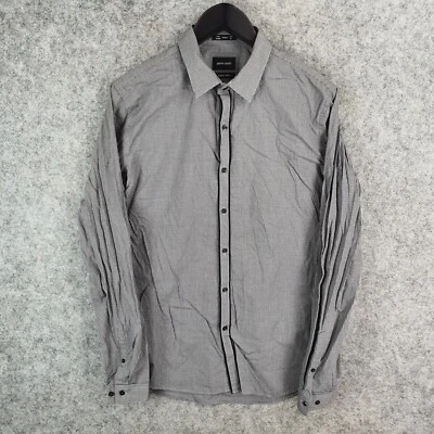Pierre Cardin Shirt Mens Extra Large Grey Black Check Super Slim Button Up - Image 1 of 4