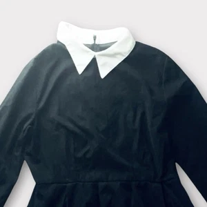 Peter Pan Addams Large Black & White Pleated A Line Twee Mod 60s 50s Circle - Picture 1 of 9