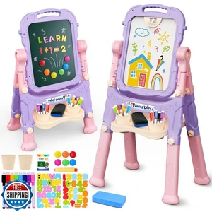 AuntyFey Cavalletto per Bambini, Cavalletto per Bambini, Lavagna in Gesso a Doppia Faccia  - Foto 1 di 5