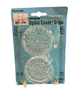 Vintage NOS Keystone Spike Caster Tassen Rund Klar Kunststoff Set 4 Tassen USA - Bild 1 von 4