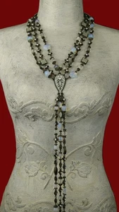 Konplott Y-Kette lang "Marrakesch Boudoir" Einzelstück bronze weiss beige  neu - Bild 1 von 6