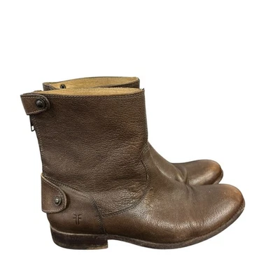 Botas de Cuero Frye Melissa Botón Cremallera Tobillo Corto Marrón Mujer Talla 10 76502 Foto 1 de 4
