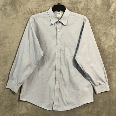 Camisa De Colección Brooks Brothers 346 Para Hombre XXL 17.5-4/5 Calce Ajustado Azul Sin Plancha Foto 1 de 4