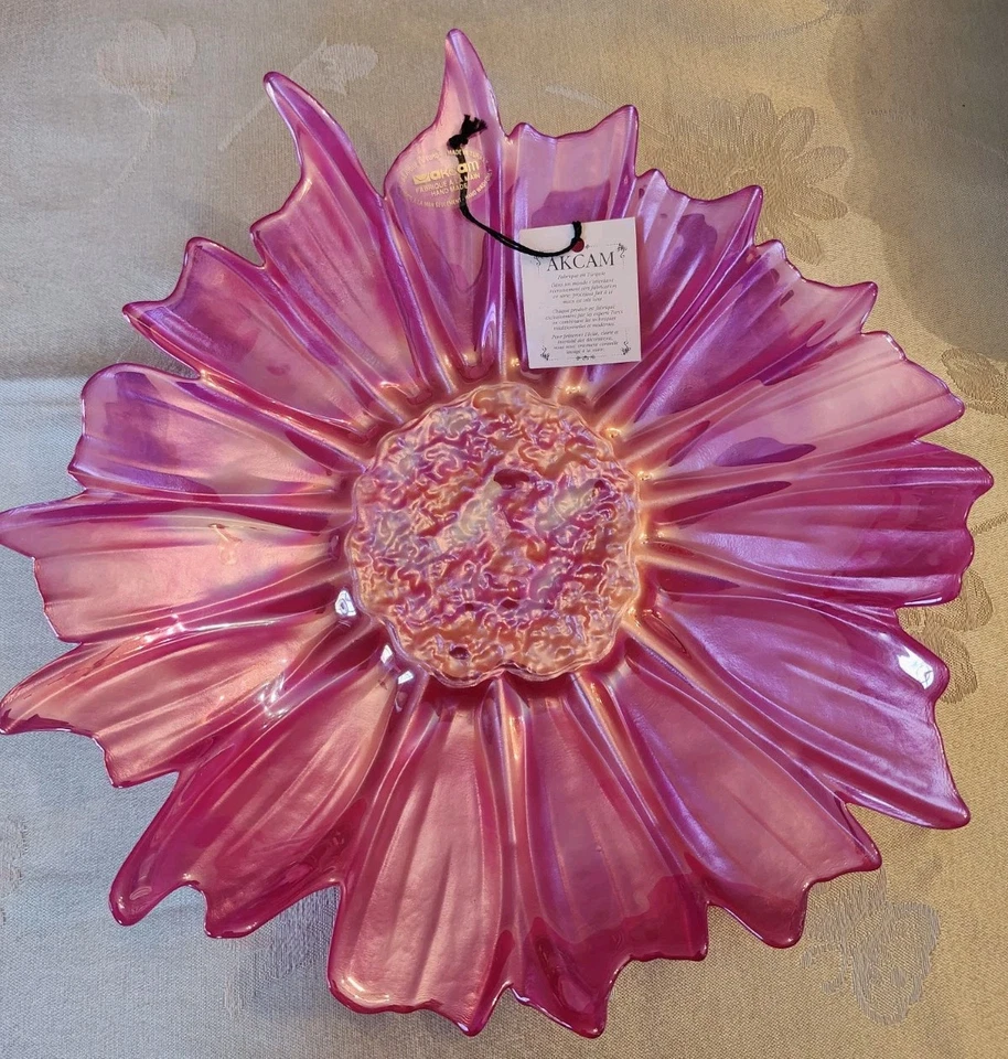 Nuevo Con Etiquetas AKCAM Rosa Brillo Floral Cuenco/Plato Decorativo Hecho a Mano en Turquía Foto 1 de 4