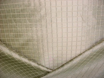 6Y  Lee Jofa Empora Platinum Textured Silk Check Drapery Upholstery Fabric - Image 1 of 4