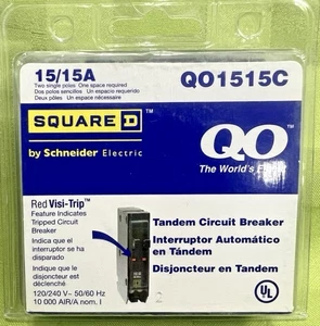 Disyuntor Square D QO1515c 15 Amp 1 Polo Tándem Doble Sin Gancho - Imagen 1 de 2