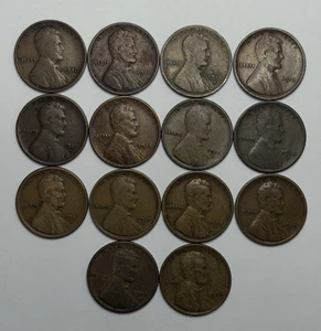 1910-1924 1c Lincoln Wheat Cent Lot Of 14 Coins **Many Mint Marks **See Last Pic - Picture 1 of 8