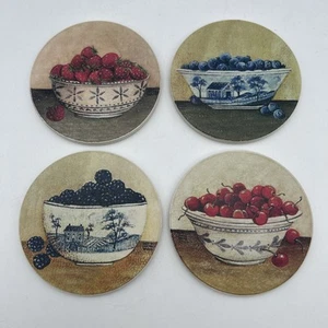 Set of 4 CoasterStone “Bowls of Berries” Stone Coasters, 4.25” - Picture 1 of 9