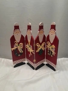 Vintage Weihnachtsmann Klappschirm Volkskunst aufklappbar Holzdekoration 14,5"h Weihnachten - Bild 1 von 9
