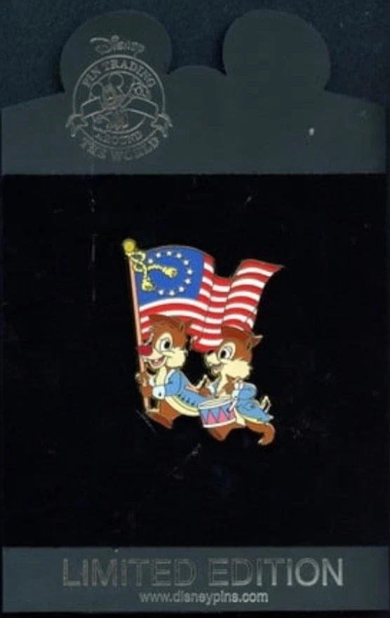 Значок и карта Disney Shopping Colonial Chip & Dale американский флаг Americana LE 250 - Изображение 1 из 1