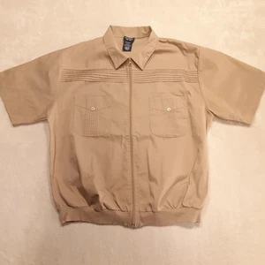 Vintage John Blair Mens Full Zip Bomber Style Jacket Large Tan SS RN#81700 - Picture 1 of 8