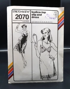 Vtg Stretch & Sew 2070 Lingerie Pattern Bodice Top Full Slip and Dress Pattern - Picture 1 of 12