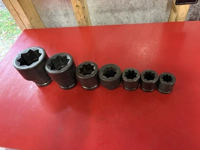 SNAP-ON 7pc 1" Drive & 3/4 Drive 8-Point SAE  Impact Socket set USA IM star - Image 1 of 4