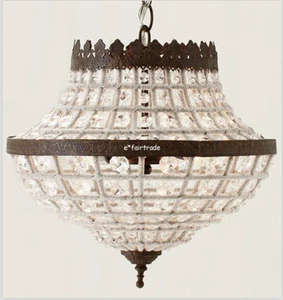 NEW IN BOX Pottery Barn Dalila Crystal Beaded Pendant Chandelier~Antique Bronze - Picture 1 of 10