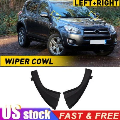 Cubierta de embellecedor de capó lateral limpiaparabrisas delantero negro para Toyota RAV4 2006 2007-2012 Foto 1 de 4