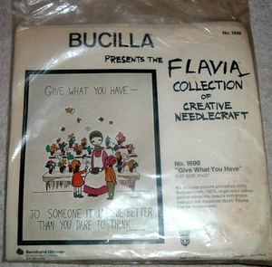 Bucilla Flower Vendor "Give What You Have" Crewel Bordado en Lino Kit - Imagen 1 de 2