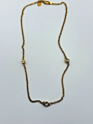 Collar Nolan Miller Tono Dorado 3 Estrás Elegante Clásico 18" Foto 1 de 4