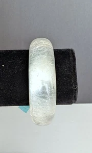Vintage Klar Plexiglas Acryl Silberfolie Crackle Design Grob Armreif Armband - Bild 1 von 6