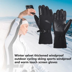 Guantes de invierno cálidos unisex deportes al aire libre pantalla táctil antideslizantes guantes de dedo completo - Imagen 1 de 16