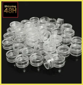  50 Stck. Aufbewahrungsbecher Klar Kunststoff Schmuck Perlen Schminkbox Klein Rund Behälter  - Bild 1 von 5