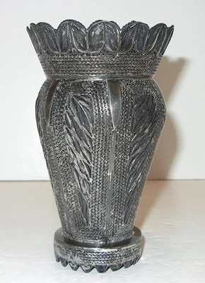 ANTIGUO JARRÓN DE PLATA FILIGRANA PERSA Foto 1 de 4