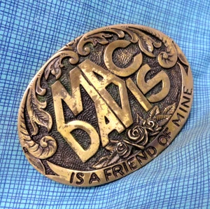 Rare Al Shelton Mac Davis Is A Friend Of Mine Belt Buckle Signed Vtg 70s .GMP356 - Picture 1 of 11