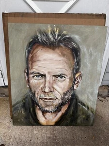 Sting/Police Singer Hand Painted Portrait Artist Tracy Burke - Picture 1 of 3
