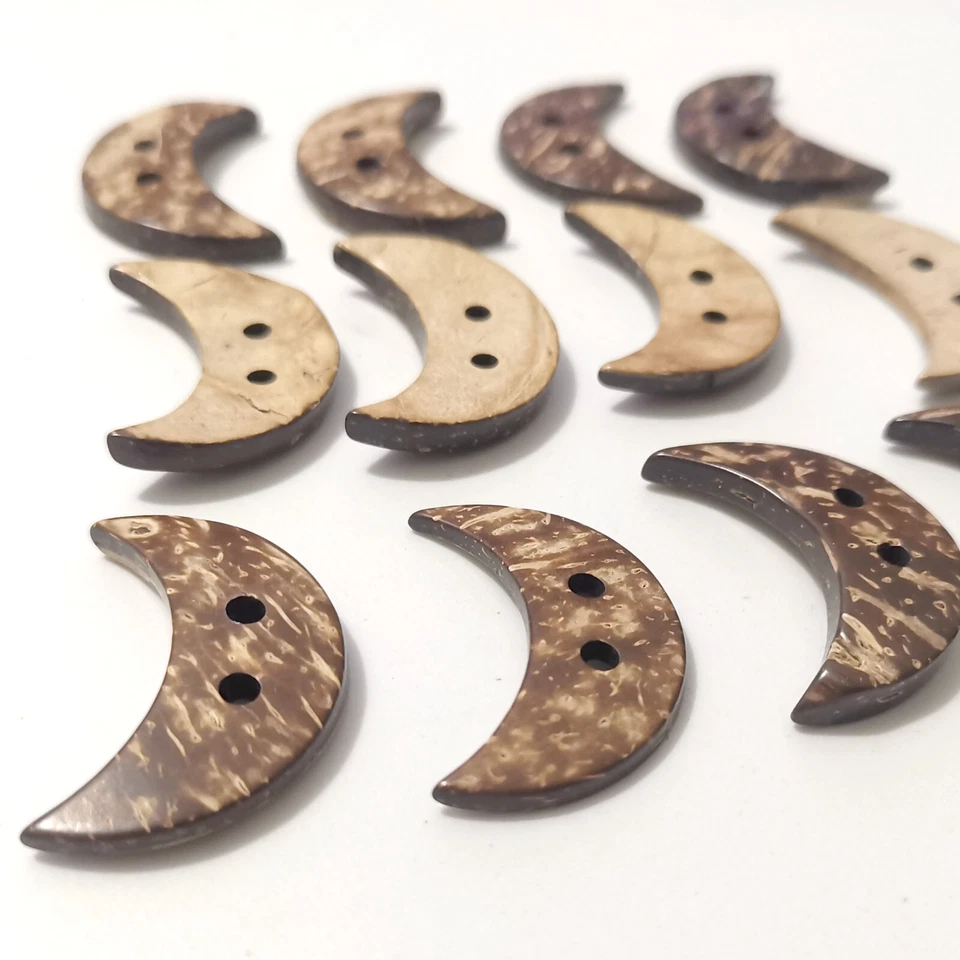 Moon Natural coconut shell buttons 35mm 2 hole 1.8 mm DIY charm - Image 1 of 4