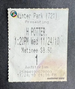 Billet de cinéma Harry Potter et les Reliques de la Mort 2010 : partie 1 24/11/10 - Photo 1/1