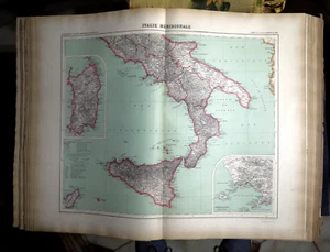 1898.Orig.Gogr.ITALIA MERIDIONALE CON SARDEGNA SICILIA.SAINT MARTEN.World.Atlas, - Imagen 1 de 3