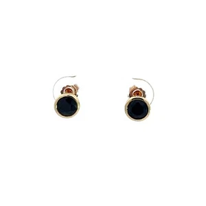 9Ct Yellow Gold Black Sapphire Bezel Set Stud Earrings - Picture 1 of 4