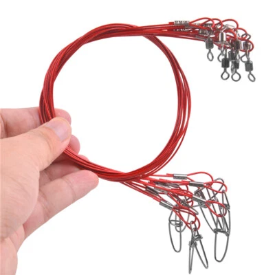 20x Stainless Steel Fishing Wire Leader Rigs Anti-Bite Wire Leaders 50cm 150LBs - Image 1 of 4