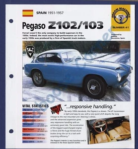 Folleto Especificaciones 1951-1957 Grupo 2, No 41 de Pegaso Z102/103 IMP Hot Cars - Imagen 1 de 3