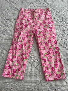 Girl's LILLY PULITZER Size 10 Snail Print Pink Capri Pants - Picture 1 of 2