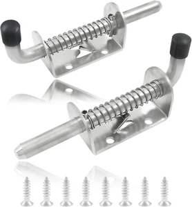 5 Inch Spring Loaded Latch Pin, Heavy Duty Barrel Bolt Door Latch, Stainless Ste - Picture 1 of 6