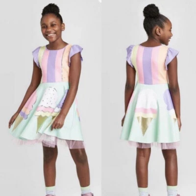 JoJo's Closet Niñas Talla M 7/8 Helado Giratorio Vestido Estrás Lentejuelas Tul Foto 1 de 4