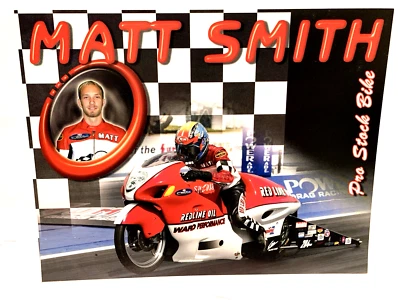 2004 MATT SMITH RED LINE OIL SUZUKI NHRA PRO STOCK CARTÃO POSTAL DE CORRIDA DE MOTOCICLETA - Imagem 1 de 2