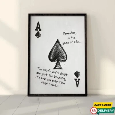 Póster abstracto lienzo arte pared tarjeta as de picas de póker moderno pintura decoración Foto 1 de 3