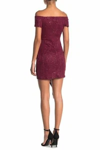 Bailey Blue Schulterfreies Glitzer Kleid Rot XL - Bild 1 von 4