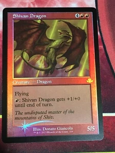 C6591 Magic The Gathering Magic Dominaria Remastered Shivan Dragon #329 lámina casi nueva rara retro - Imagen 1 de 12