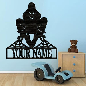Personalisiertes Spiderman Namensschild, Holz Plakette Schild, Holz Basteln - Bild 1 von 6