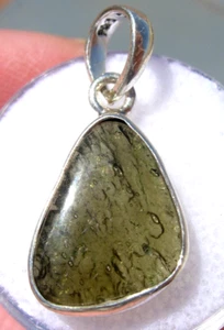 11.32 carats MOLDAVITE Pendant set in .925 sterling silver for a necklace + COA - Picture 1 of 4