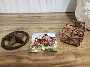 Farmall Trivet Western Star Candle Holder And Star Cast Iron Wall Deco - Picture 1 of 9