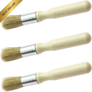 3 Pack Wax Paint Brush Set, Natural Wooden Round Brushes for Waxing & Painting - Picture 1 of 12