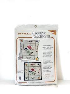 Vintage Crewel Embroidery Pillow Kit - Bucilla #2785 "Stitchery Sprays" Jacobean - Picture 1 of 9